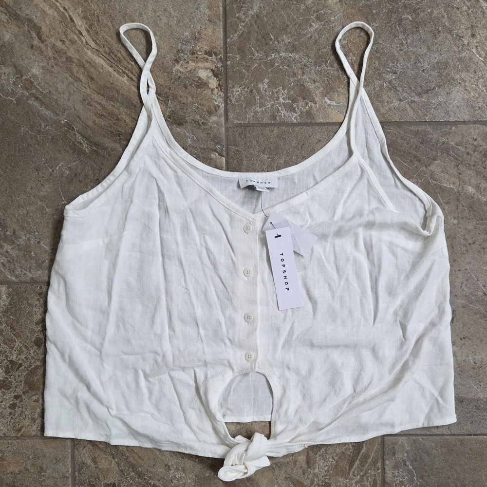 Topshop White Button-Front Camisole